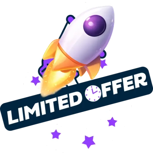 Rocket launch limited time offer sticker with clock icon